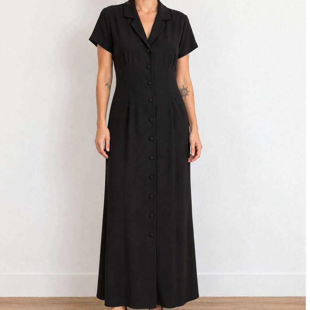 AGB Byer California Black Maxi Blazer Dress Size 12 Button Front 90s Minimalist
